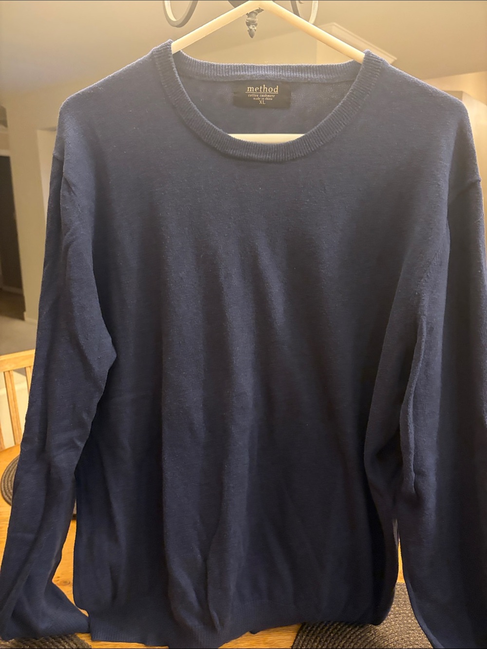 Method Men's Navy Crewneck Sweater - Cotton Cashmere